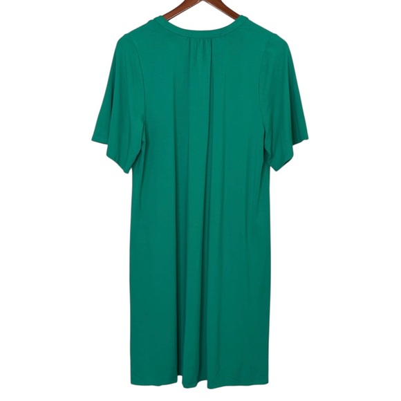 NWT J Jill Wearever Collection Shirred Dress Size L Relaxed A-Line Green Travel - Picture 2 of 13